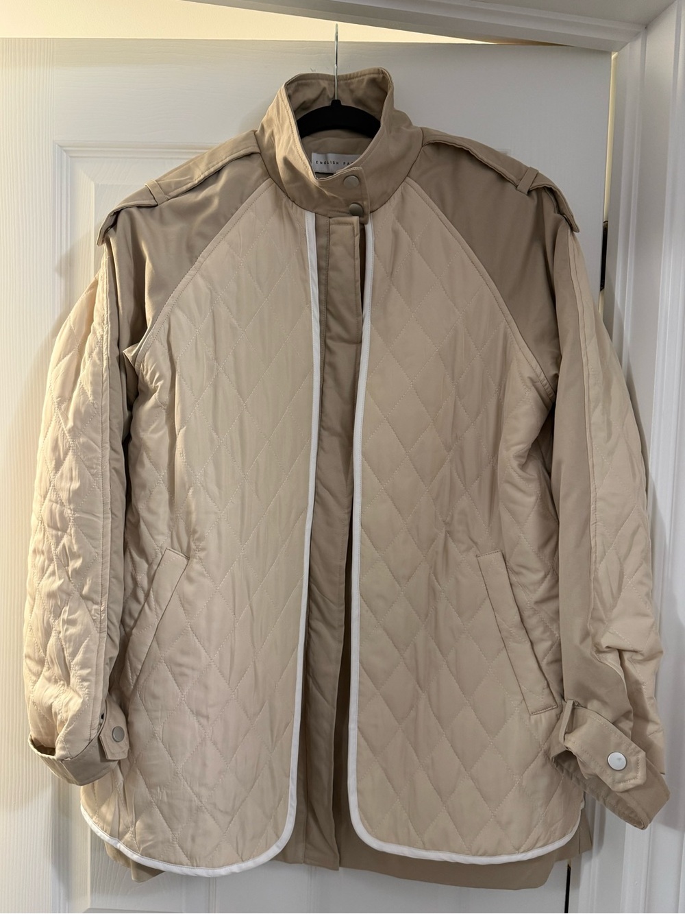 English Factory Quilted Light Beige Shirt Jacket